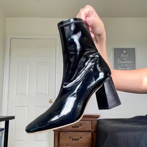 LOEFFLER RANDALL Patent Leather Pointed Toe Heeled Boots Size 8